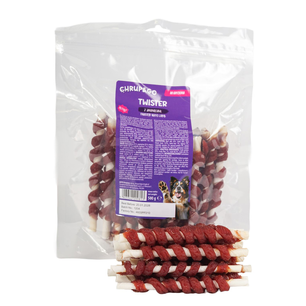 CHRUP&GO Twister Jagnięcina 500g Przysmak dla Psów Dorosłych
